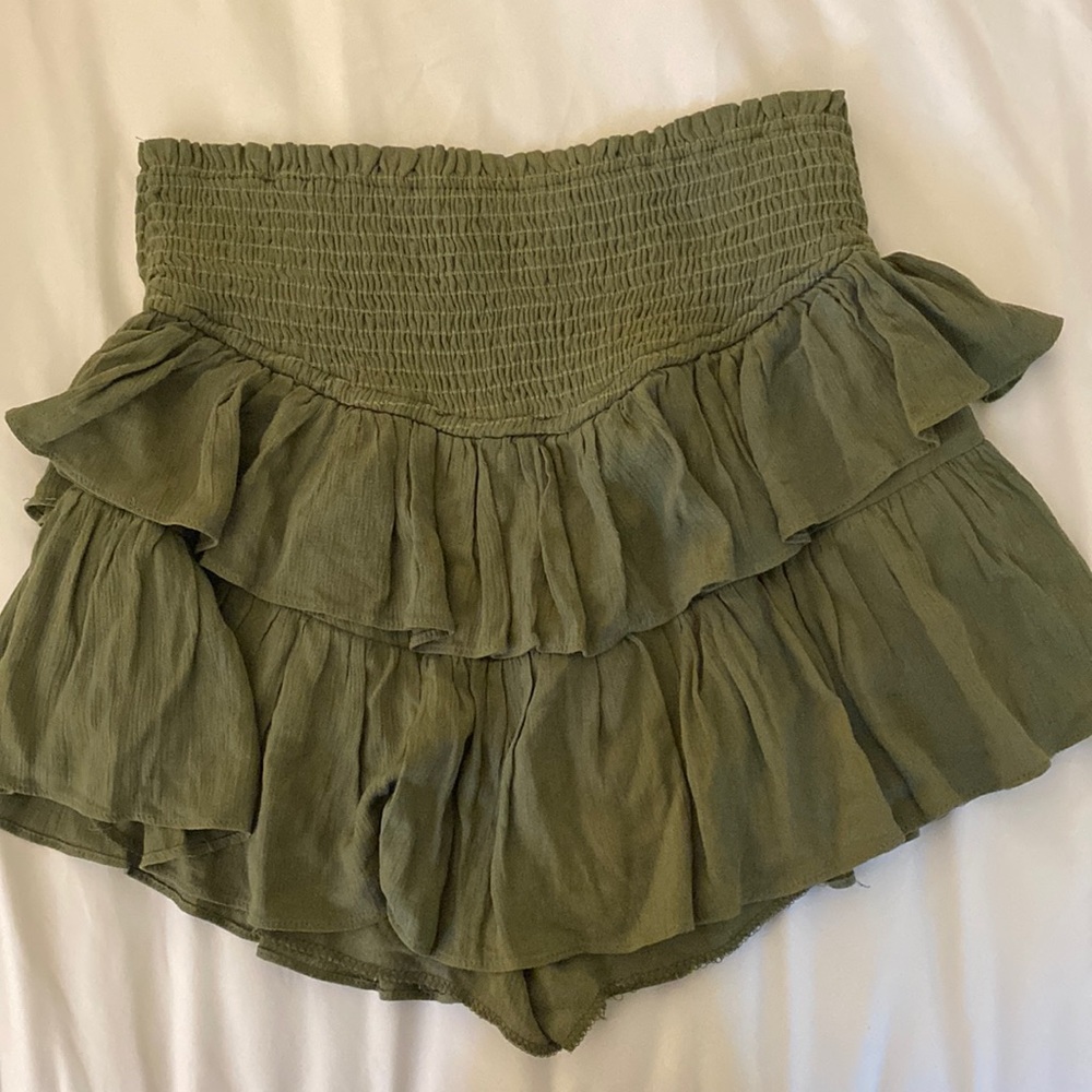Blue B green mini ruffle skirt !